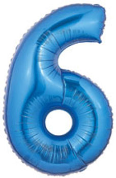 Number 6 Blue Mylar Balloon